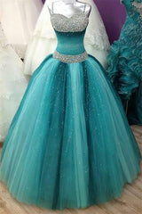 Bridesmaid Dress Beach, Spaghetti Straps Long Beading Sequin Shiny Modest For Teens Prom Dresses