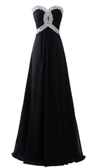 Party Dress For Over 62, Long Chiffon 2024 Crystal Beaded Evening Dresses