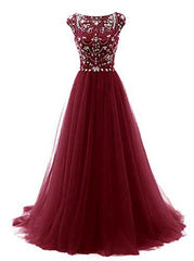 Bridesmaid Dresses Styles Long, Burgundy Wine Red Beading Long Sexy Prom Dresses