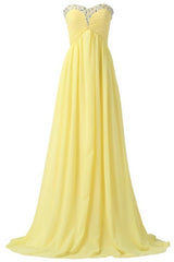Bridesmaid Dresses Mismatched Fall, Sweetheart Long Yellow Chiffon Beaded Pregnant High Low For Teens Simple Cheap Bridesmaid Dresses