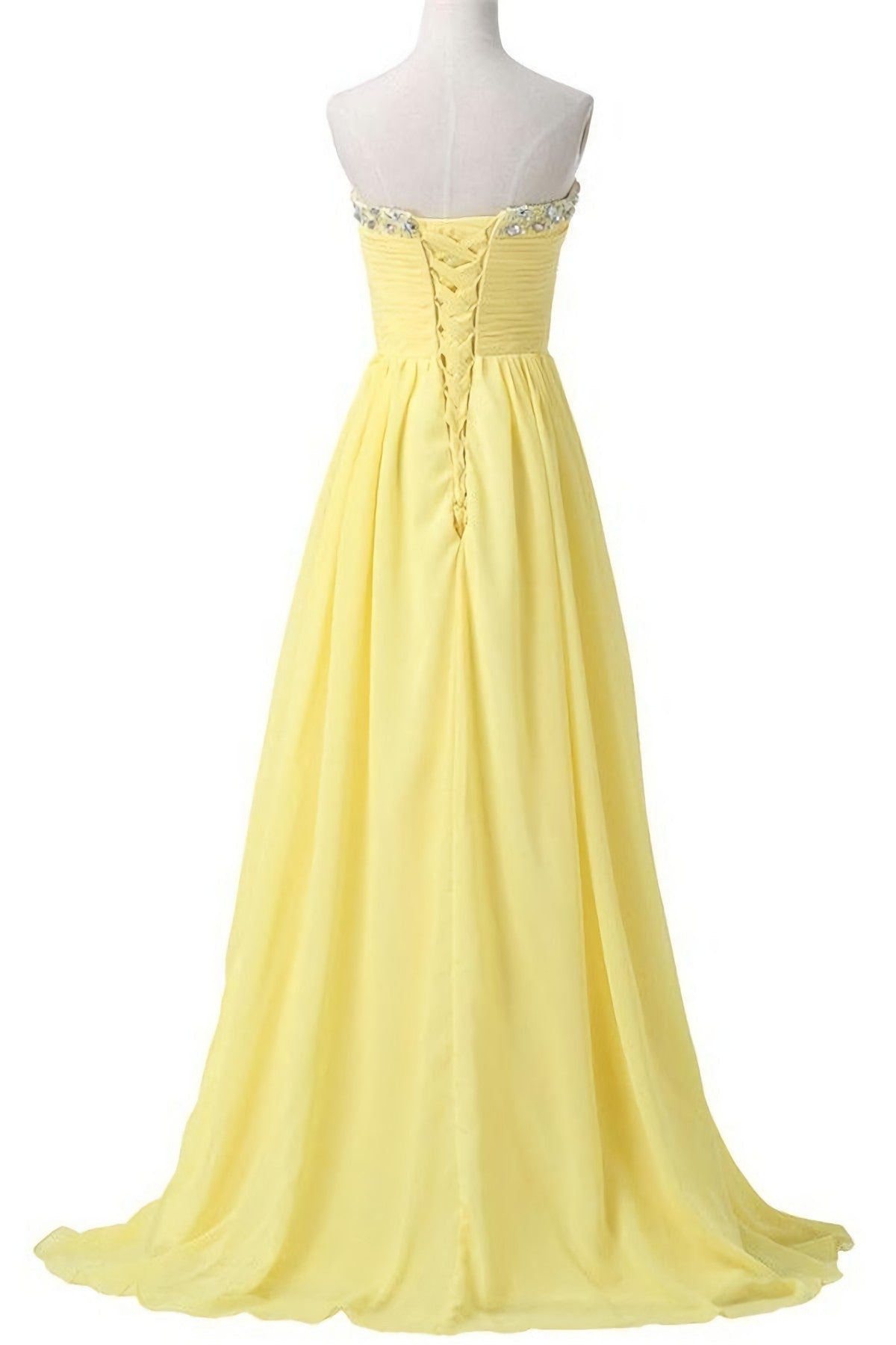 Bridesmaids Dress With Lace, Sweetheart Long Yellow Chiffon Beaded Pregnant High Low For Teens Simple Cheap Bridesmaid Dresses