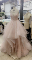 Wedding Dress With Sleeve, Gorgeous A Line V Neck Spaghetti Straps Long 2024 Pink White Champagne Wedding Dresses