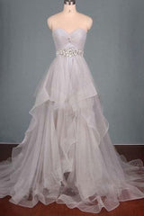 Bridesmaid Dresses In Store, 2024 Custom Made Silver Sweetheart Beading Layered Sleeveless Pegeant Prom Dresses