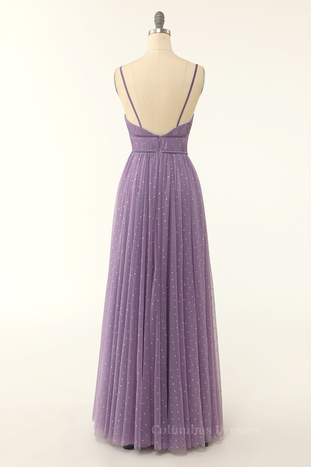 Prom Dress Spring, Purple Empire Straps A-line Long Formal Dress
