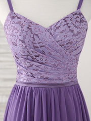 Bridesmaids Dresses Summer, Purple Lace Chiffon Long Prom Dress Purple Bridesmaid Dress