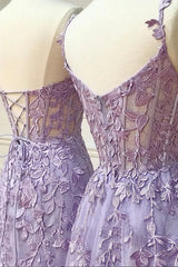 Homecoming Dresses Tight Short, Purple Lace Long Prom Dress, Lovely Purple Sweetheart Neckline Evening Dress