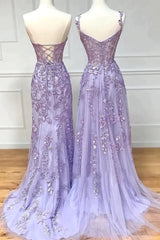 Homecoming Dress Short Tight, Purple Lace Long Prom Dress, Lovely Purple Sweetheart Neckline Evening Dress