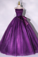 Prom Dresses Lace, Purple Scoop Tulle Ball Gown Formal Dresses, Purple Sweet 16 Dresses