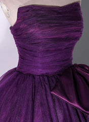 Prom Dresses With Sleeves, Purple Scoop Tulle Ball Gown Formal Dresses, Purple Sweet 16 Dresses
