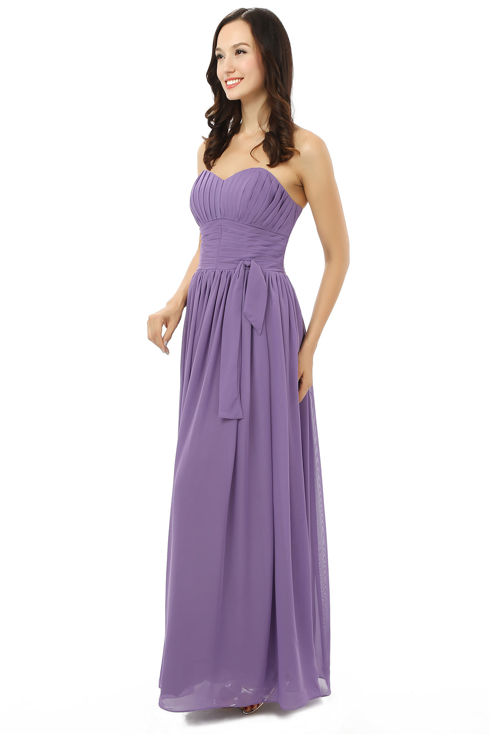 Prom Dress Shops, Purple Sleeveless Chiffon Long With Lace Up Bridesmaid Dresses