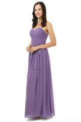 Prom Dresses Shops, Purple Sleeveless Chiffon Long With Lace Up Bridesmaid Dresses