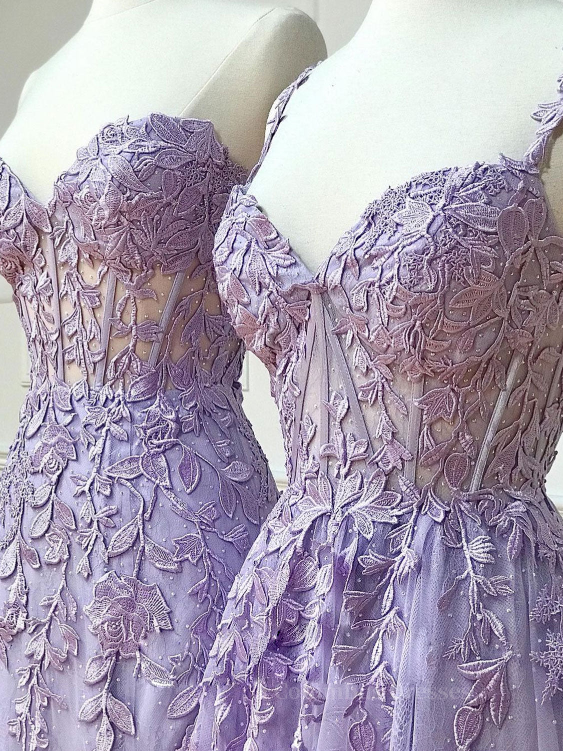 Bodycon Dress, Purple sweetheart neck lace long prom dress, lace formal graduation dress
