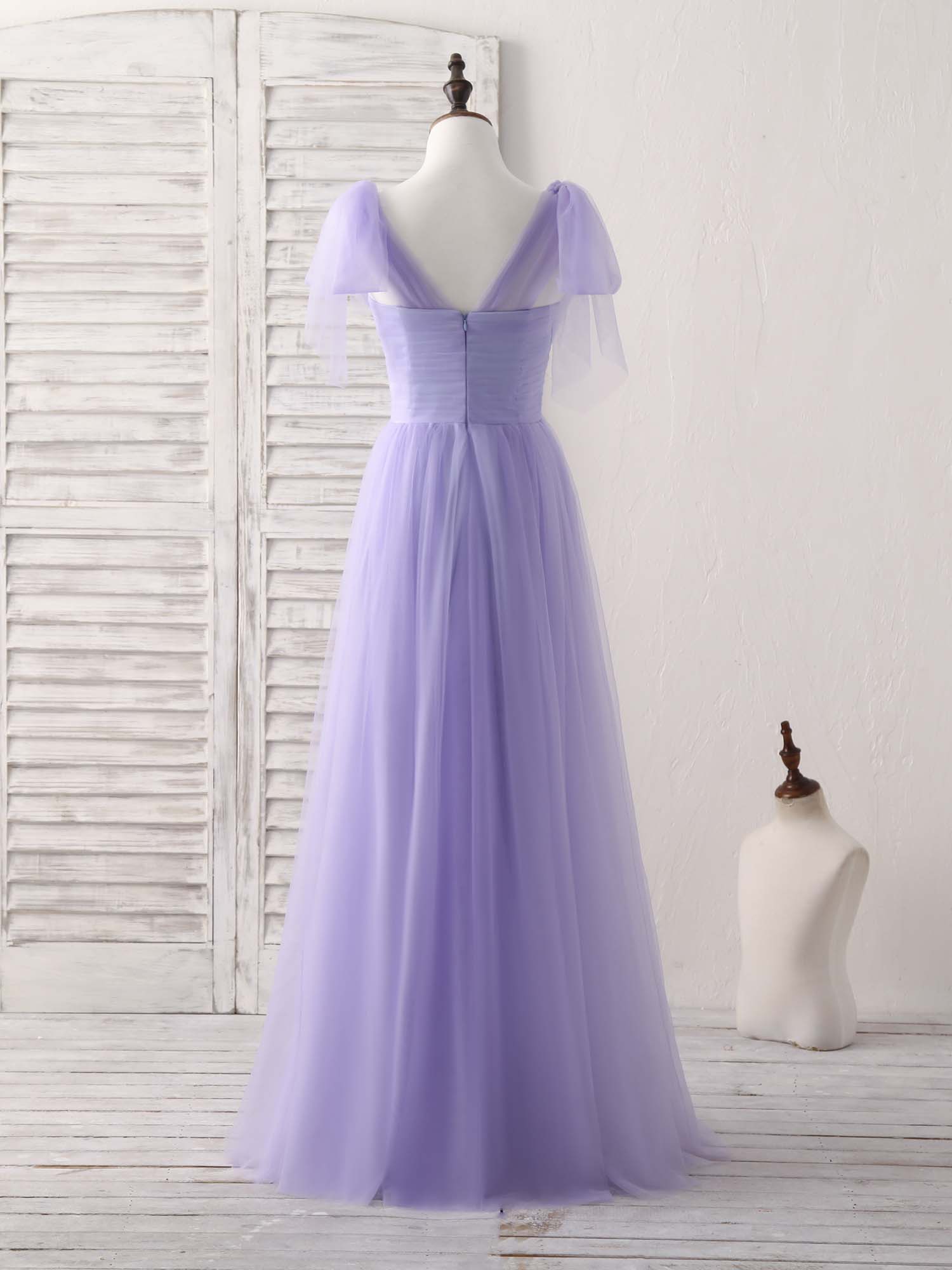 Bridesmaid Dress Floral, Purple Sweetheart Neck Tulle Long Prom Dress Purple Bridesmaid Dress