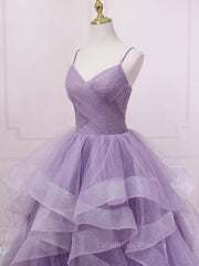 Formal Dresses Vintage, Purple sweetheart neck tulle long prom dress purple tulle forma gown