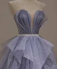 Formal Dress Fashion, Purple Sweetheart Neck Tulle Sequin Long Prom Dress, Purple Ball Gown Graduation Dress