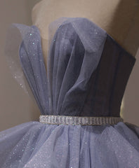 Formal Dress Outfit Ideas, Purple Sweetheart Neck Tulle Sequin Long Prom Dress, Purple Ball Gown Graduation Dress