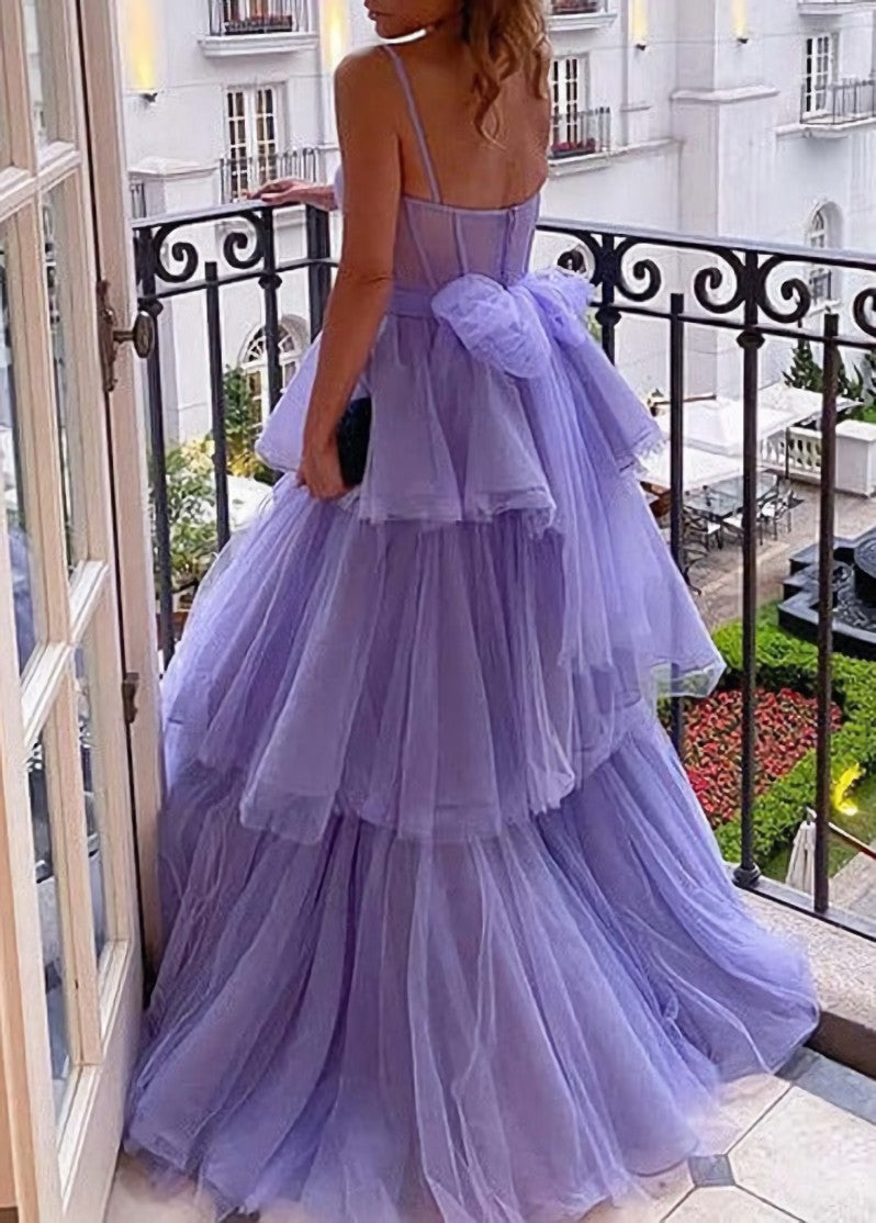 Party Dress Size 62, Purple Tulle A-line Spaghetti Straps Prom Dresses, Long Formal Dress,dresses for party events