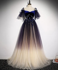 Evening Dresses Australia, Purple Tulle Lace Long Prom Dress Purple Formal Dress