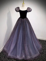 Night Out Outfit, Purple Tulle Long Prom Dresses, Purple Formal Graduation Dresses