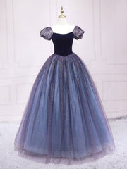 Prom Dresses Sage Green, Purple Tulle Long Prom Dresses, Shiny Purple Tulle Formal Gown Sweet 16 Dress