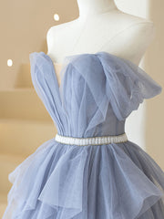 Bridesmaid Dressese Lavender, Purple Tulle  Off Shoulder Long Prom Dress, Purple Formal Evening Dresses