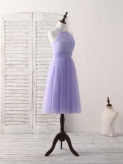 Wedding Color Schemes, Purple Tulle Short Prom Dress, Simple Purple Homecoming Dress