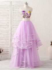 Party Dress Australian, Purple Two Pieces Applique Tulle Long Prom Dress Purple Evening Dress
