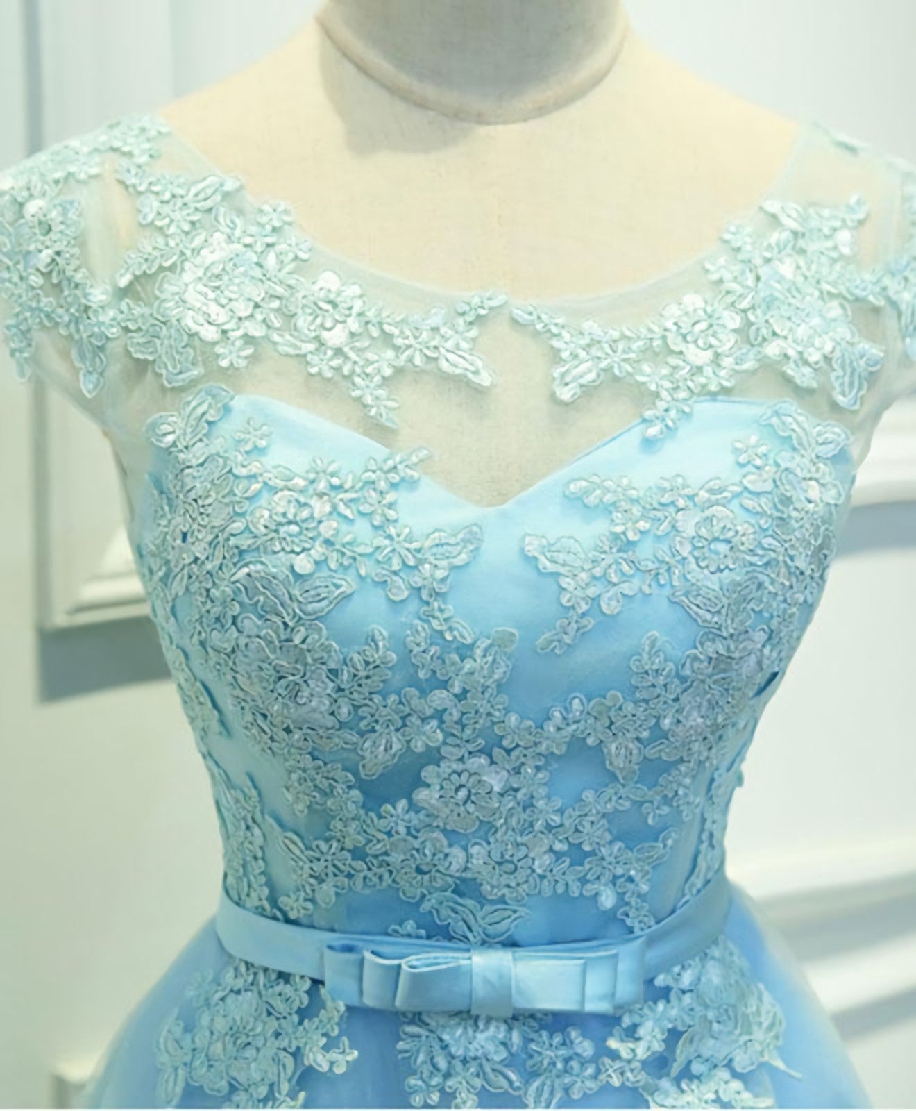 Party Dresses Designer, Light Blue Lace Tulle Short Prom Dress, Homecoming Dress