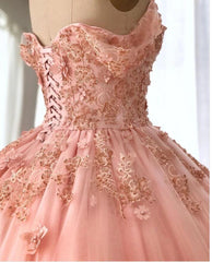 Wedding Dresses Fit, Quince Dresses Pink Ball Gowns Off the Shoulder Wedding Dress