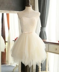 Party Dress For Baby, Cute A Line Tulle Round Neck Mini Prom Dress, Cheap Evening Dress