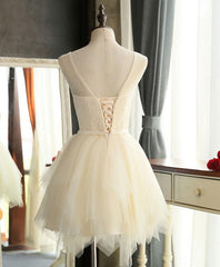 Party Dresses For Babies, Cute A Line Tulle Round Neck Mini Prom Dress, Cheap Evening Dress