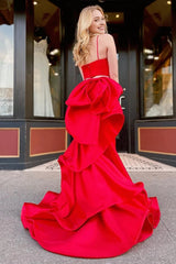 Red 2 Pieces Spaghetti Straps Prom Dress