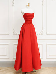 Formal Dress Cheap, Red A-Line Satin Long Prom Dress, Red Long Formal Dress