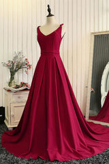Flower Dress, Red Fashionable Long Evening Gown, Red Prom Dress