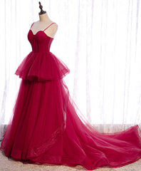 Formal Dress Winter, Red Long Prom Dresses, Sweetheart Neck Red Formal Gown