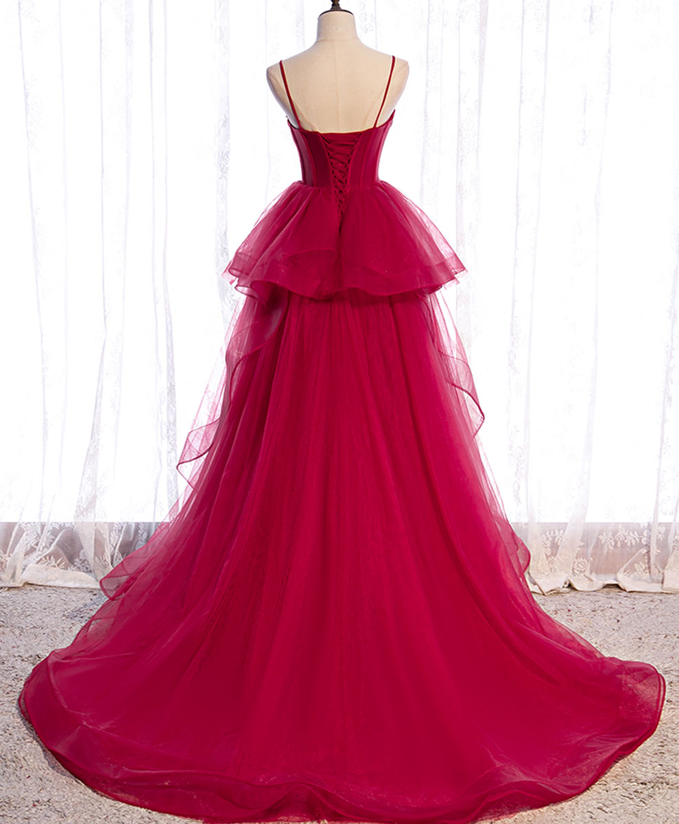 Formal Dress For Winter, Red Long Prom Dresses, Sweetheart Neck Red Formal Gown