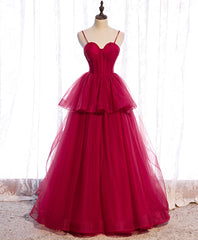 Formal Dresses Winter, Red Long Prom Dresses, Sweetheart Neck Red Formal Gown