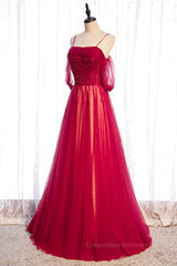 Evening Dresses Green, Red Off-the-Shoulder Beaded Straps Lace-Up Maxi Formal Dress