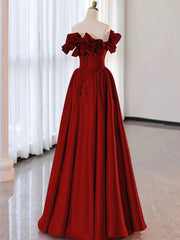 Prom Dresses Long Navy, Red Pink Satin Long Prom Dresses, Red Pink Satin Long Formal Evening Dresses