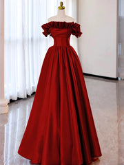 Bridesmaid Dress, Red Pink Satin Long Prom Dresses, Red Pink Satin Long Formal Evening Dresses