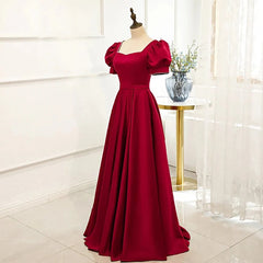 Party Dresses For Wedding, Red Puff Sleeve Prom Dress / Red Bridesmaid Dress / Victorian Dress