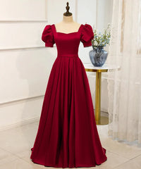Party Dress Summer, Red Puff Sleeve Prom Dress / Red Bridesmaid Dress / Victorian Dress