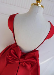 Homecoming Dresses Ideas, Red Satin Backless Short Party Dress, Red Homecoming Dresses