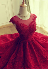 Homecomeing Dresses Black, Red Short Lace Homecoming Dresses,Knee-length Prom Dress,Party Gown