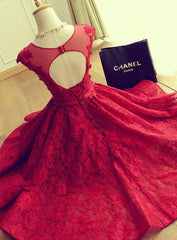 Homecomming Dresses Black, Red Short Lace Homecoming Dresses,Knee-length Prom Dress,Party Gown