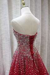 Homecoming Dress With Tulle, Red Sparkle Prom Dress , Handmade Charming Formal Gown, Prom Dress