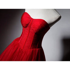 Bridesmaid Dresses Blue, Red Sweetheart Tulle Ball Gown Floor Length Formal Dress, Red Tulle Evening Dress Party Dress