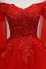 Formal Dress Winter, Red Sweetheart Tulle with Lace and Beaded Homecoming Dress, Red Party Dress