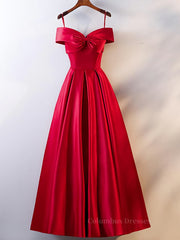 Evening Dress With Sleeve, Red Tea Length Prom Dresses, Red Tea Length Formal Bridesmaid Dresses