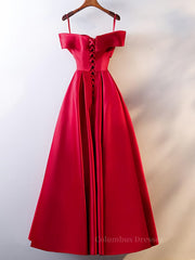 Evening Dress With Sleeves, Red Tea Length Prom Dresses, Red Tea Length Formal Bridesmaid Dresses